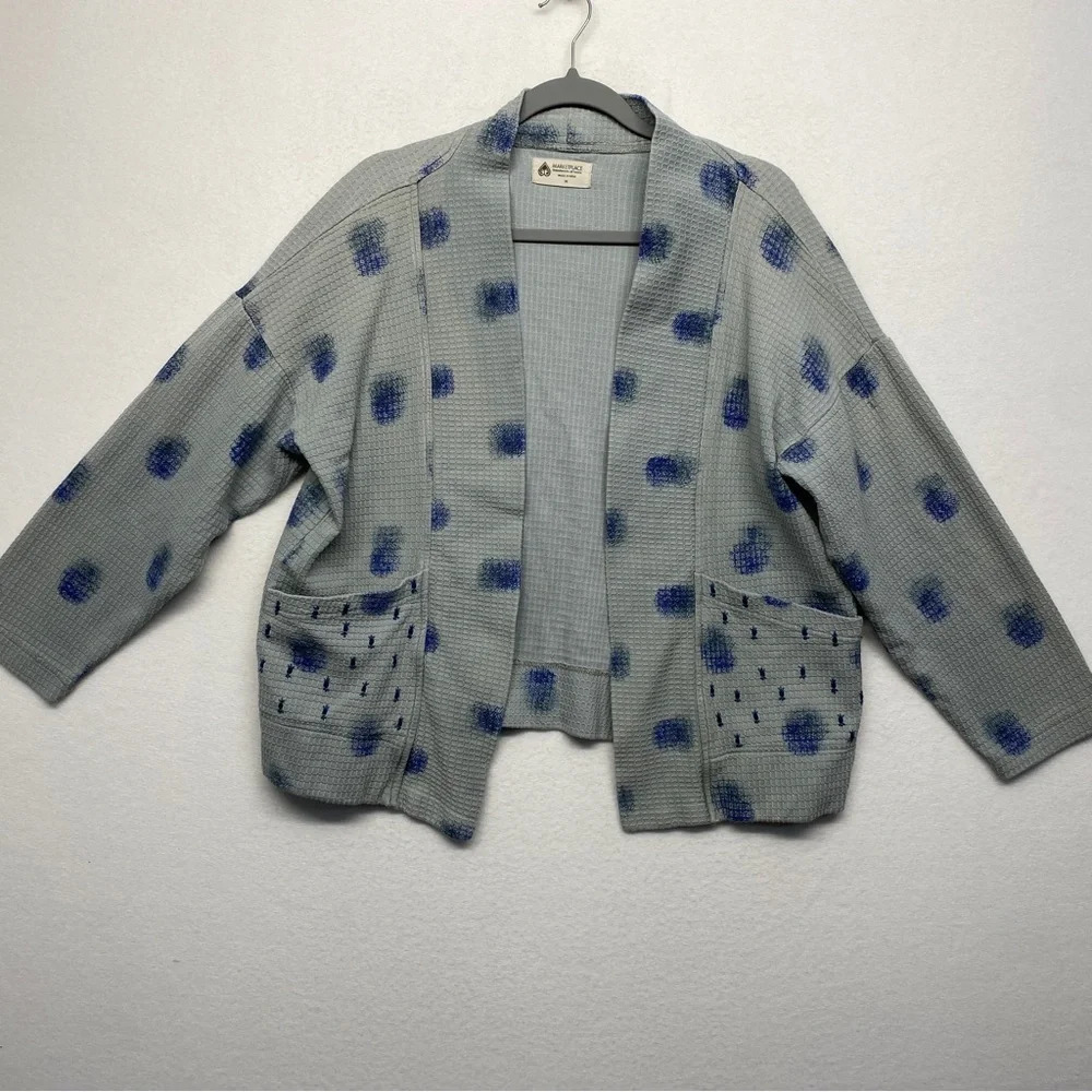 Marketplace Handwork‎ of India Sweater Cardigan Blue M Art to Wear